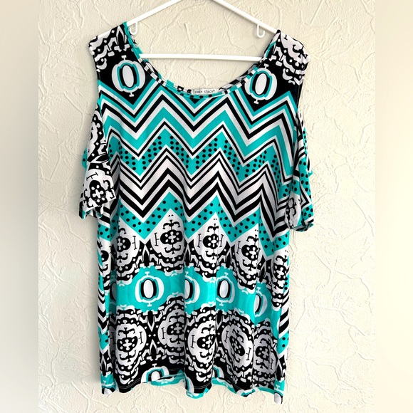 WOMENS EMILY STACY OPEN SHOULDER BLOUSE SIZE XXL NICE - Picture 1 of 4